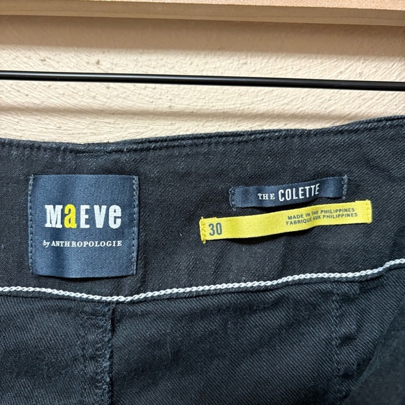 Anthropologie Maeve The Colette Cropped Linen Wide-Leg Pants Black Size 30 - Picture 10 of 11